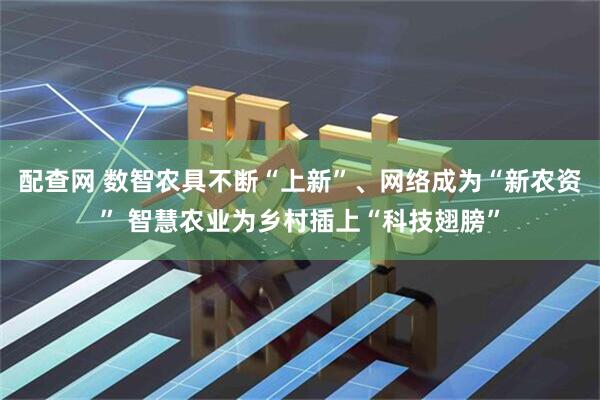 配查网 数智农具不断“上新”、网络成为“新农资” 智慧农业为乡村插上“科技翅膀”