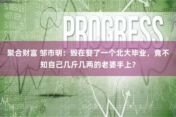 聚合财富 邹市明：毁在娶了一个北大毕业，竟不知自己几斤几两的老婆手上？