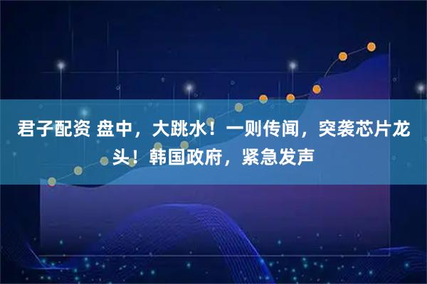 君子配资 盘中，大跳水！一则传闻，突袭芯片龙头！韩国政府，紧急发声
